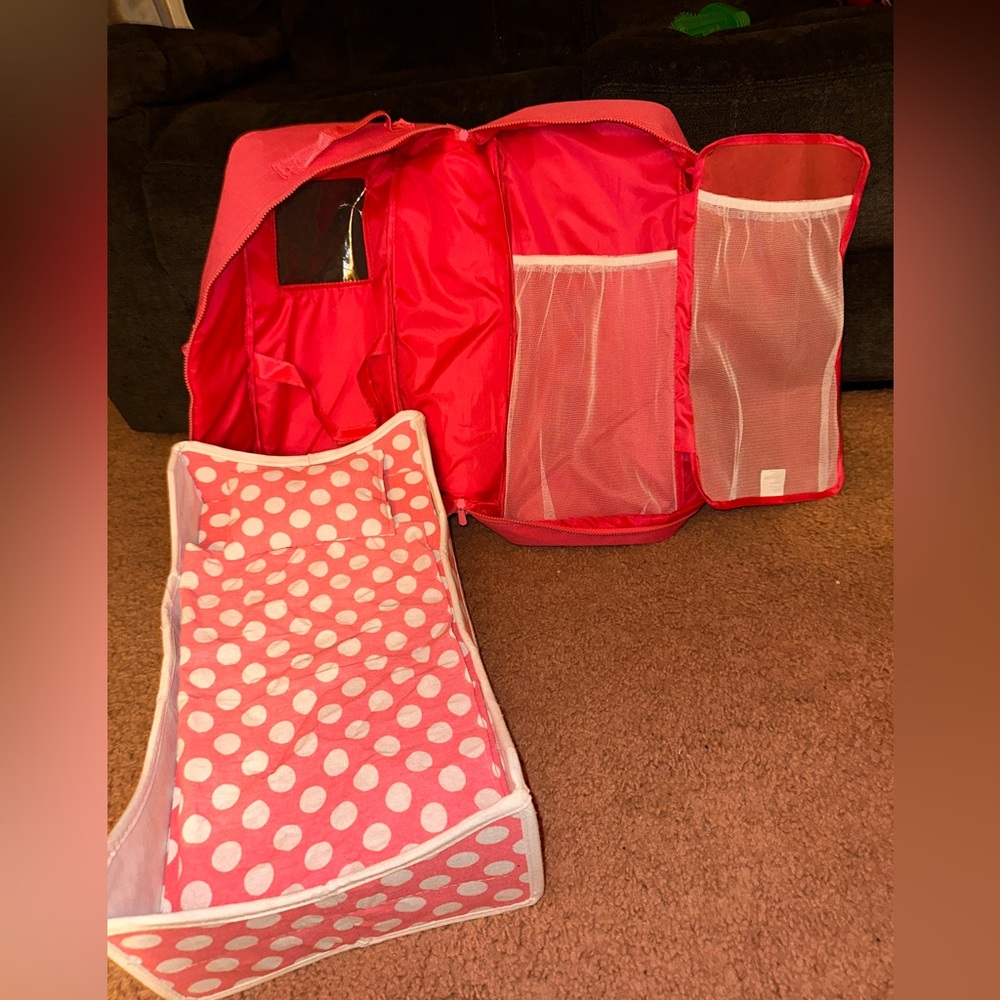 Pink Doll Transport Case w/ Bed & Bedding for 18” Dolls Fits American Girl Doll